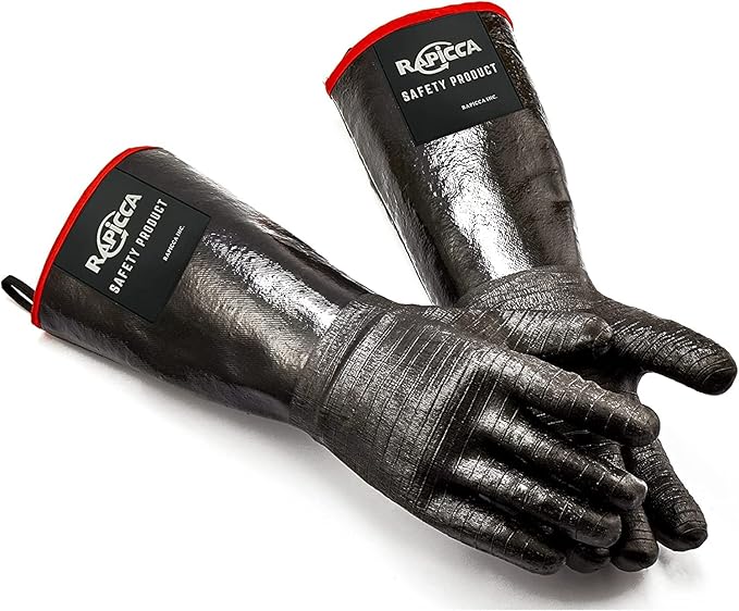 RAPICCA 700°F Heat Resistant BBQ Grill Gloves, Oil Resistant & Waterproof for Smoking, Grilling, Cooking, Deep Frying Turkey, Handling Hot Greasy Meat | Great Stocking Stuffers for Men