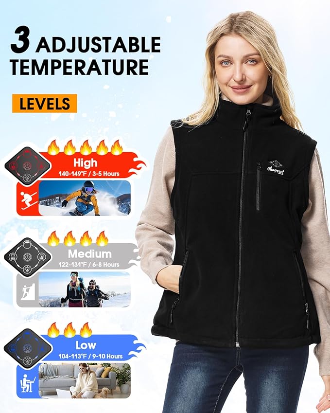 Heated Vest for Women with Battery Pack Included, 16000mAh 7.4V Rechargeable Heating Fleece Vest Jacket
