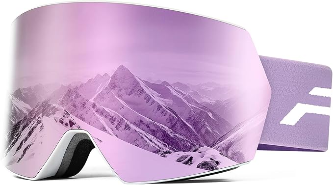 Ski Goggles for Men Women,Frameless UV Protection OTG Anti-fog Snowboard Snow Skating Goggles