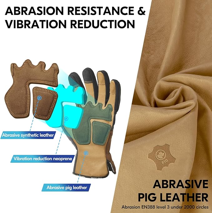 Vgo... Work Gloves for Men,Leather Safety Work Gloves,Scratch protection,Thornproof,Touchscreen(CA7777/CA7780/GA7776/PA7775)