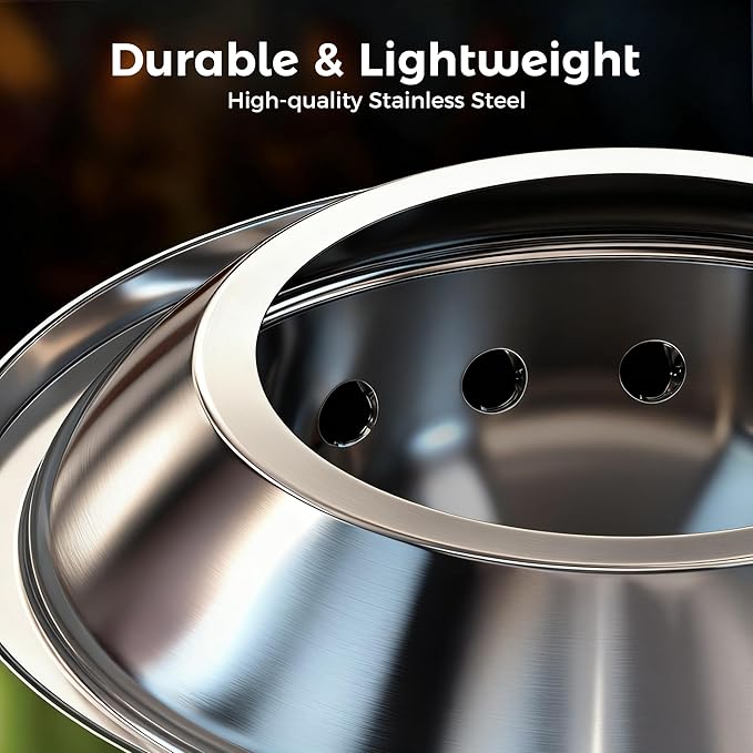 BALI OUTDOORS 6.5 inch Tabletop Fire Pit Round, Stainless Steel Table Top Firepit Small, Outdoor Smokeless Firepit Portable, Green