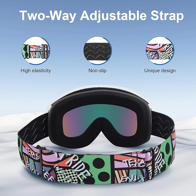 OTG Kids Ski Goggles Kids Snowboard Goggles for Boys Girls Toddler Youth Kid Snow Goggles Anti-Fog UV400 Protection