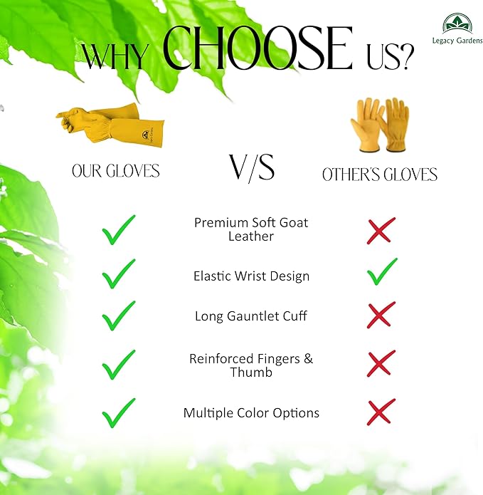 Leather Gardening Gloves for Women & Men, Long Garden Gloves, Cowhide Gauntlet Rose Pruning Thorn Resistant, Forearm Protection, Small, Yellow