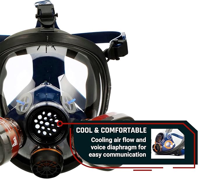 Parcil Distribution Full Face Respirator Mask - Air Purifying, Organic Vapor & Particulate - Industrial Use - CE Tested