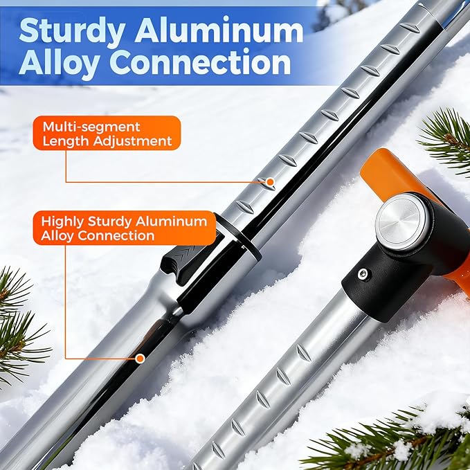 COMOWARE Telescoping 2-in-1 Snow Broom & Ice Scraper for Windshield, 32.5 in No-Scratch Snow Brush with Foam Head, Snow Remover Tool for SUV/Truck, Windows, Roof