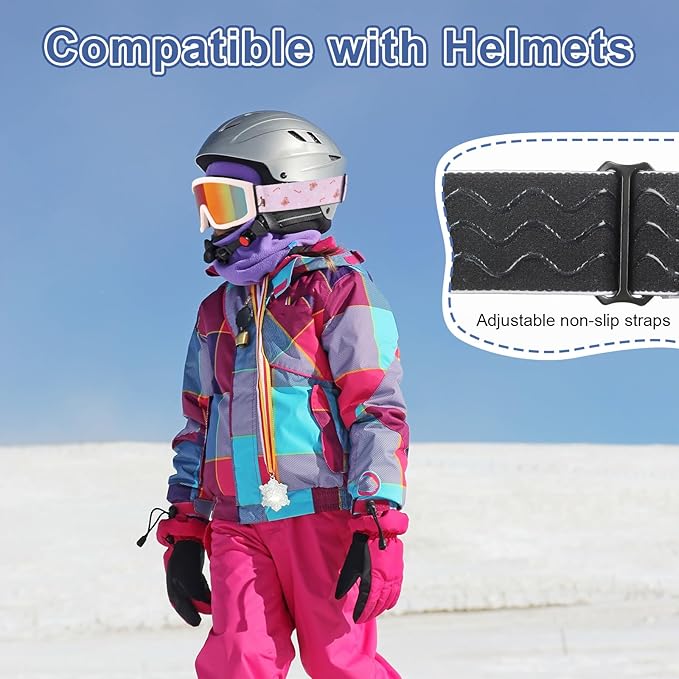 OTG Kids Ski Goggles Kids Snowboard Goggles for Boys Girls Toddler Youth Kid Snow Goggles Anti-Fog UV400 Protection