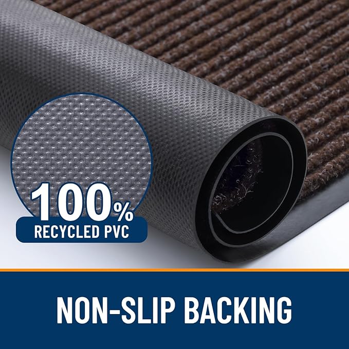 OLANLY Front Door Mat Indoor Outdoor Entrance, Waterproof Heavy Duty Doormat, Fade Resistant, Low Profile, Easy Clean Patio Porch Welcome Floor Mats for Entry, 59x23, Tan