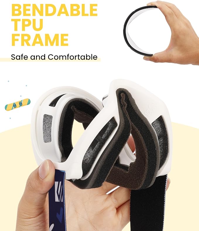 SNOWER Kids Ski Goggles, Anti-Fog Snow Goggles with OTG Design, 100% UV Protection, HD Lens for Kids Boys Girls