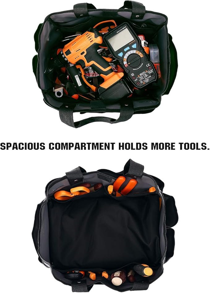 Housolution Gardening Tote Bag, Deluxe Garden Tool Storage Bag and Home Organizer with Pockets, Wear-resistant & Reusable, 14 Inch, Dark Green