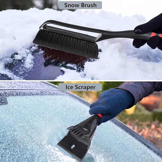 FOVAL 27" Ice Scraper Snow Brush, Wider Snow Scraper(4.73" Width) Snow Removal Car Brush with Comfortable Foam Grip for Cars, Trucks, SUVs, Windshield, Window - Winter Tool