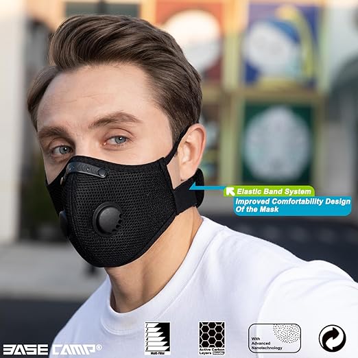 BASE CAMP M Cross Dust Mask Bundle M Plus Dust Mask Total 12 Activated Carbon Filters