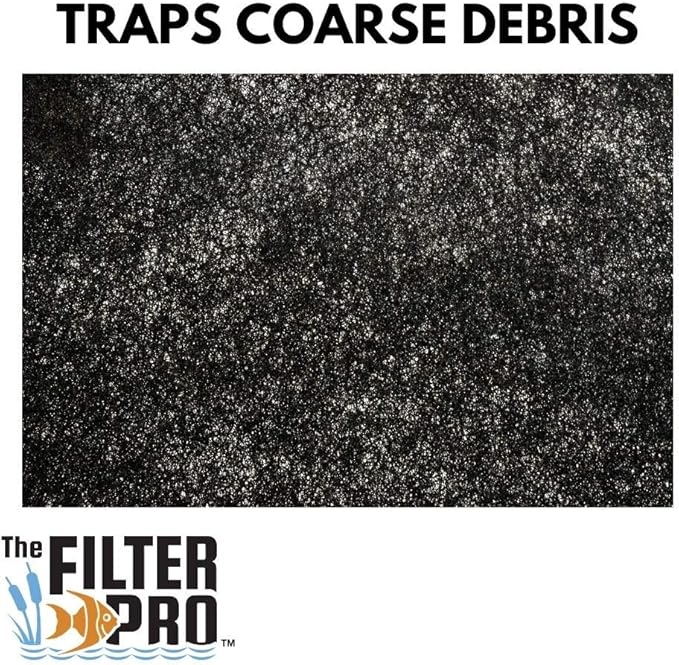 Black Coarse Filter Media, 1.25" Thick, 24" x 56" Roll, Perfect for Aquariums, Ponds or Water Gardens, Made in USA