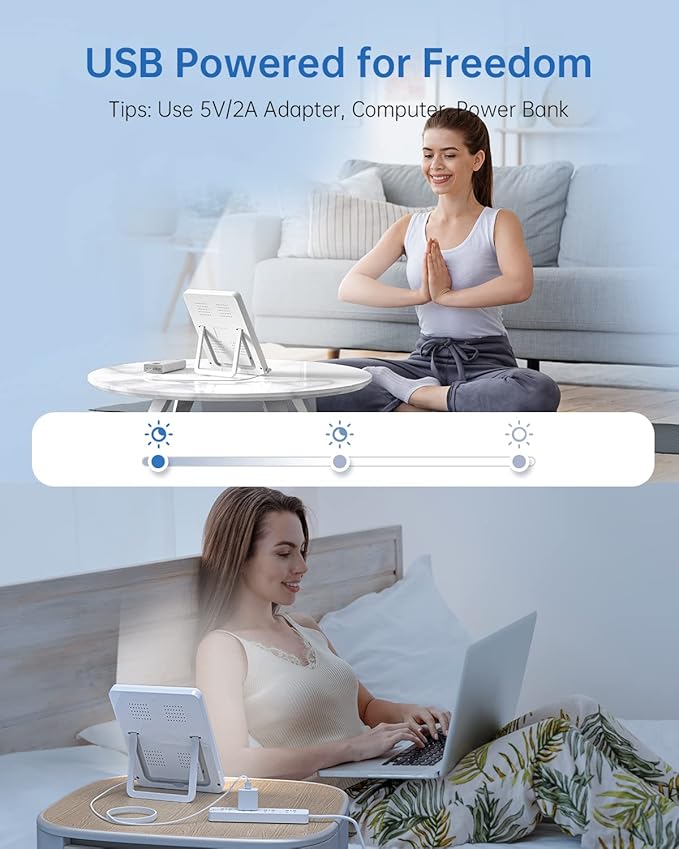 SUXIO Light Therapy Lamp - 10000 Lux Therapy Lights Lamp, 3 Timer & Mode Sunlight Lamp, Memory Function Daylight Lamp, Portable Light Box Therapy Use As Lift Mood, Happy Lamp for Home/Office/Travel