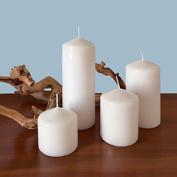 Stonebriar Unscented White Tall Pillar Candles, 35 Hour Burning Candle Pillars, Perfect for Decor, Weddings, Emergencies 3" X 4", 6 count