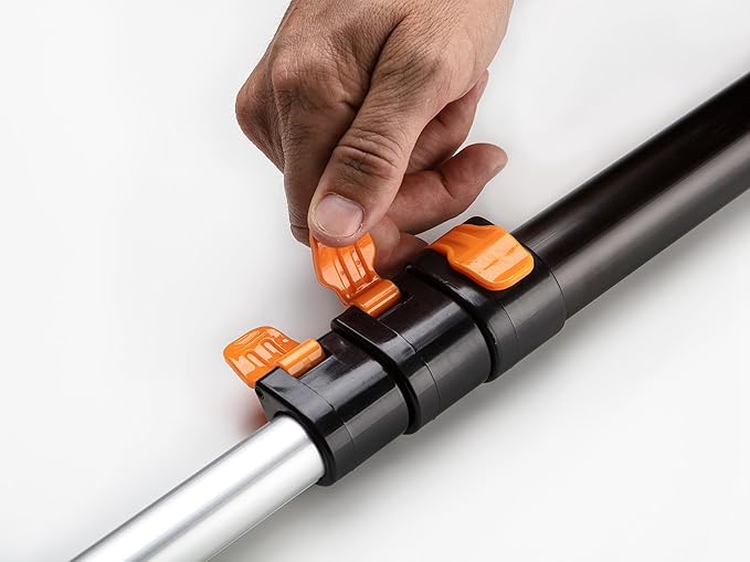 4-12 ft Long Telescopic Extension Pole // Multi-Purpose Extendable Pole with Universal Twist-on Metal Tip // Lightweight and Sturdy // Best Telescoping Pole for Painting, Dusting and Window Cleaning