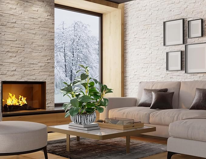 AlphaAcc Artificial Plants Decor Greenery Fake Succulents Indoor Potted Fake Plant with Rustic Black Clay Planter for Farmhouse Room Bathroom Bedroom Kitchen Office Table Desk Decor