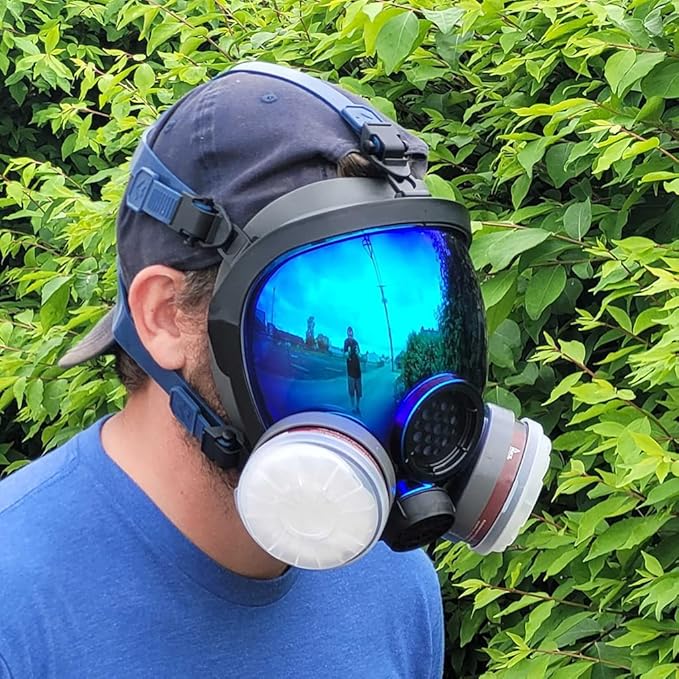 Parcil Distribution Full Face Respirator Mask - Air Purifying, Organic Vapor & Particulate - Industrial Use - CE Tested