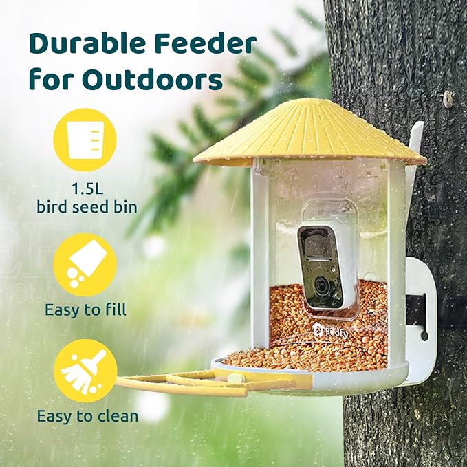 NETVUE by Birdfy Smart Bird Feeder with Camera, Battery&Solar Powered, 2MP Wireless Wildbird Watching, Night Color Vision, Auto-Capture & Notify, Collection & Cloud Storage (AI by Subscription)