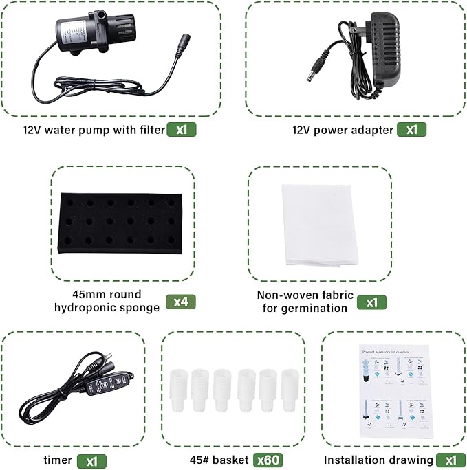 10 Tier 50 Plant Sites Hydroponic Garden Tower Vertical Planting Kit – Large Tank Indoor Outdoor HerbVegetable Garden System with Automatic Water Circulation Timer for Lettuce Tomatoes Fruits