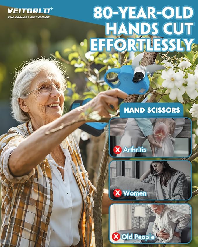 Upgraded Electric Pruning Shears, 1.6" Cutting Diameter Cordless Pruner with 2*2.0Ah Rechargeable Batteries&SK5 Blade, Garden Pruning Tool for Tree Branches, Gifts for Men Boyfriend Him Valentines Day