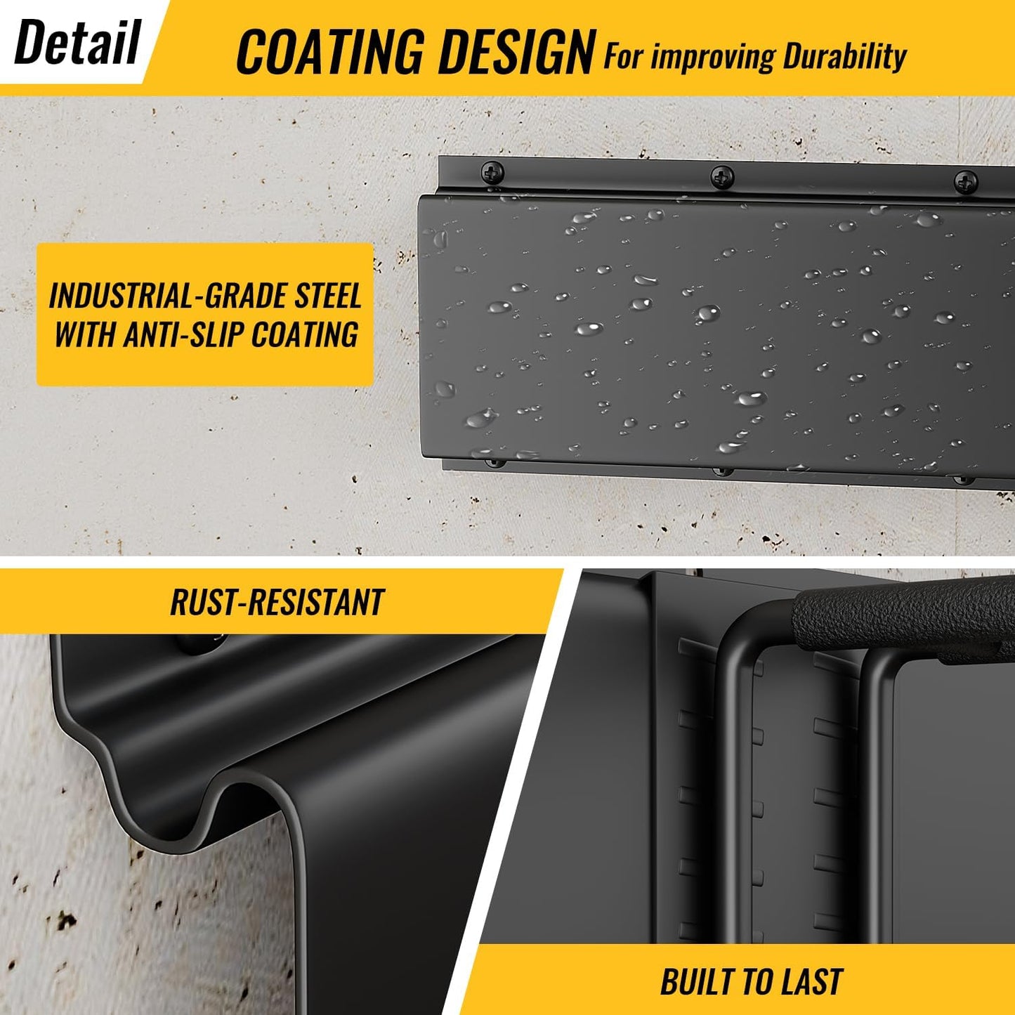 Garage Tool Rack Wall Mount – 48 inches Heavy-Duty Garden Tool Holder with 6 Adjustable Hanging Hooks – Garage Wall Storage Organizer for Shovel, Rake – Max Load 540 lbs (48 inch)