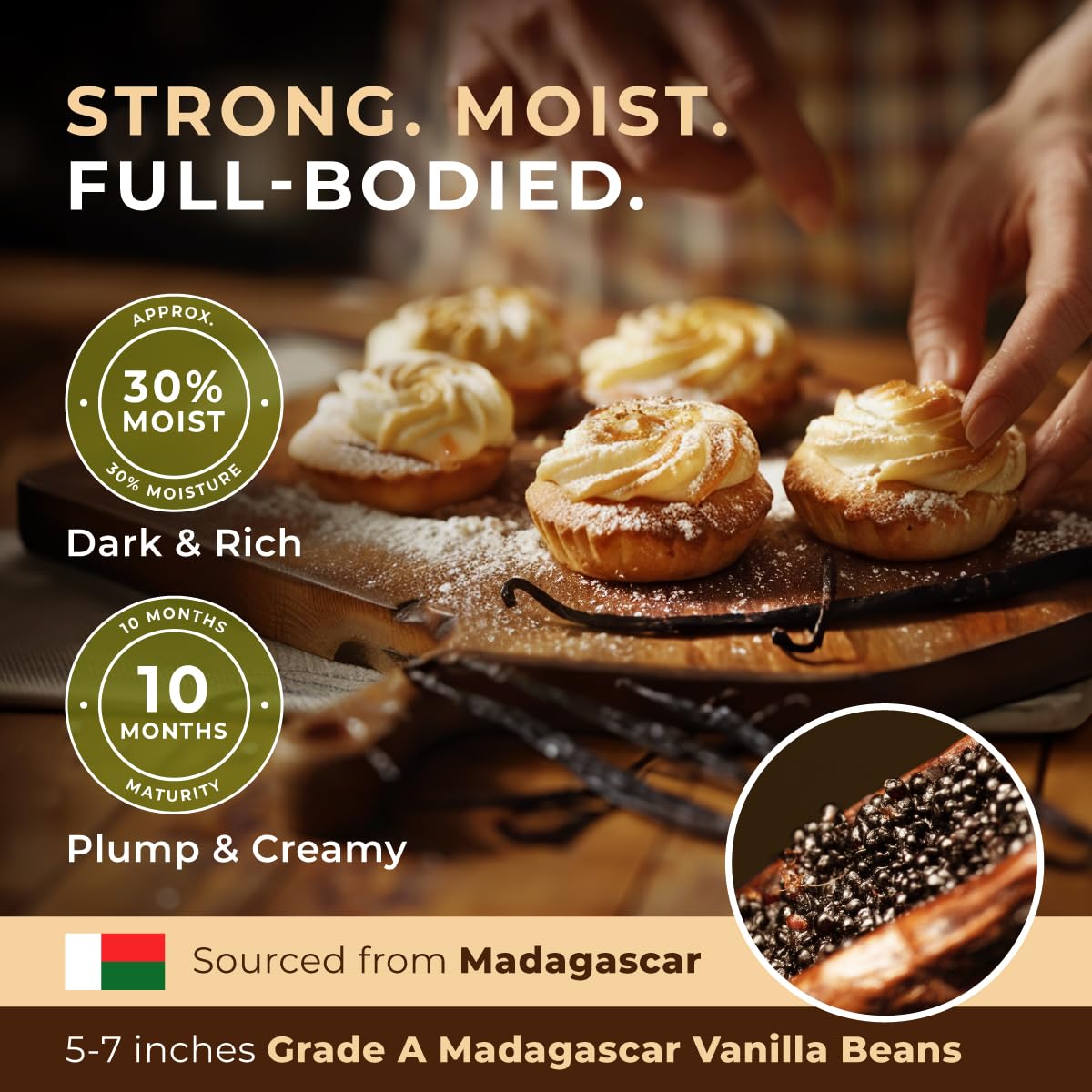 Gya Labs 30 Madagascar Vanilla Beans for Making Vanilla Extract, Baking - Grade A - 5-7 Inches (12 to 15 CM) long, Caviar Rich, Flavorful Fresh Pods