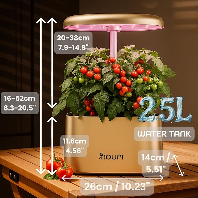 Nouri 5 Pod APP Smart Garden for Home Cooks with Heirloom Tomato | Hydroponics Growing System Kit | LED Grow Lights | Indoor Gardening System | Herb Garden Planter Indoor Kit | Gifts for Women & Men