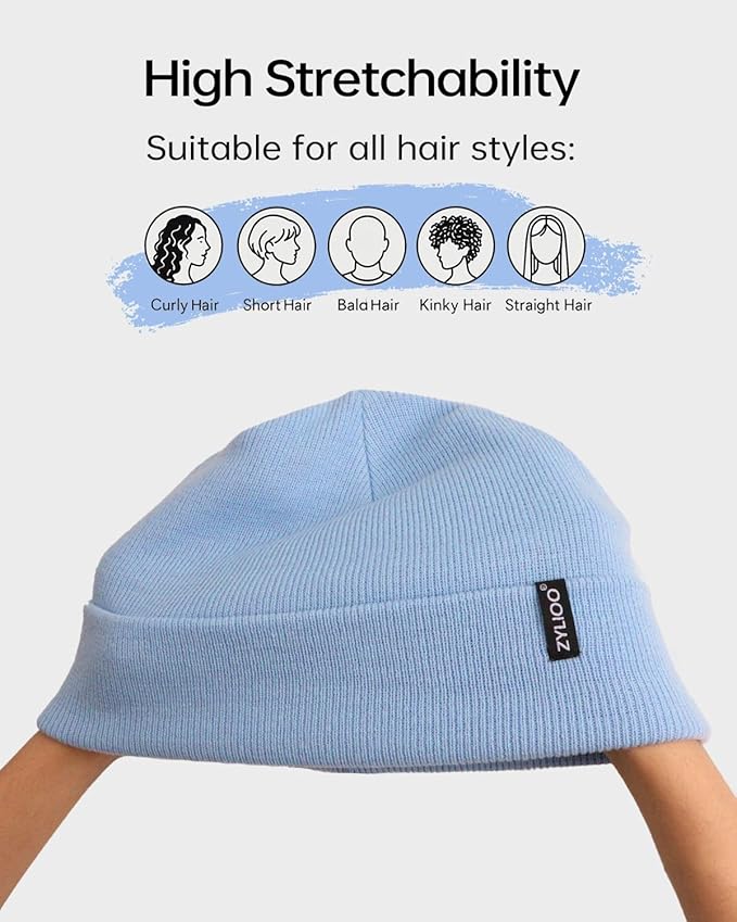 Zylioo Oversize Beanie Hats, XXL Big Size Ribbed Knit Cuffed Winter Hat for Cold Weather, Warm Skull Watch Cap