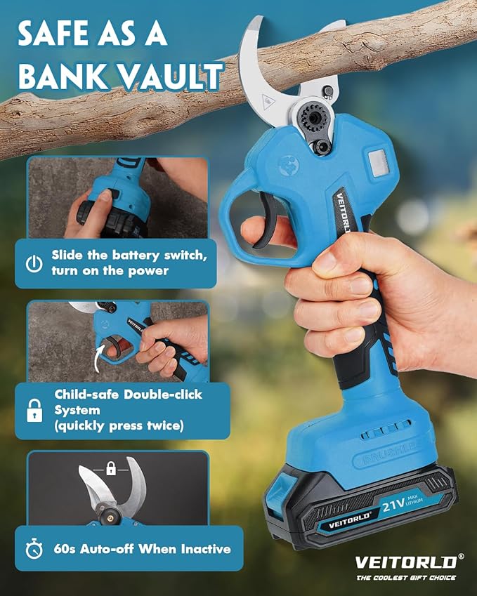 Upgraded Electric Pruning Shears, 1.6" Cutting Diameter Cordless Pruner with 2*2.0Ah Rechargeable Batteries&SK5 Blade, Garden Pruning Tool for Tree Branches, Gifts for Men Boyfriend Him Valentines Day