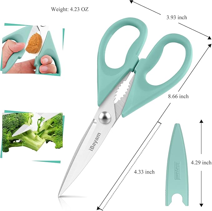 iBayam All Purpose Kitchen Shears Heavy Duty - Stainless Steel Kitchen Shears With Protective Sheath, Soft Grip Handle, Food & Meat Scissors, Home, Kitchen, Dining Utility Gadgets/Essentials/Utensils