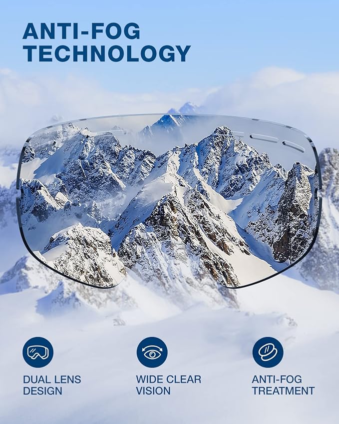 ZIONOR X Ski Goggles - OTG Snowboard Goggles Detachable Lens for Men Women Adult