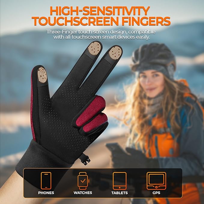 rivmount Winter Gloves Women Men, Cold Weather Touch Screen Liner Glove, Windproof 3-Layers, for Running, Cycling, Biking, Hiking, Driving