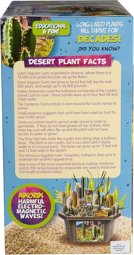 Cactus Succulent Desert Dome Seed Starter Kit - Indoor Desert Starter Kit - Includes Potting Soil, Terrarium, Over A Dozen Desert Plant Seed Packets - DIY Kitchen Grow Kit