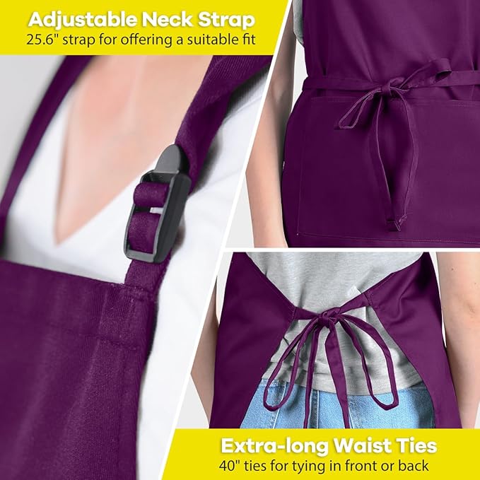 ROTANET Extra Large Apron for Men Adjustable Bib Aprons with 2 Pockets Cooking Kitchen Women Chef Water & Oil Resistant