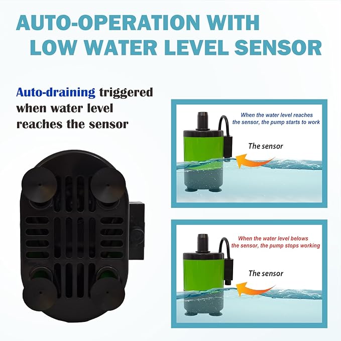 Automatic Submersible Pump With Level Sensor,5 FT Height Fountain Water Pump For Pond, Aquariums,Fish Tank, Hydroponics,Auto Shut off, WP01