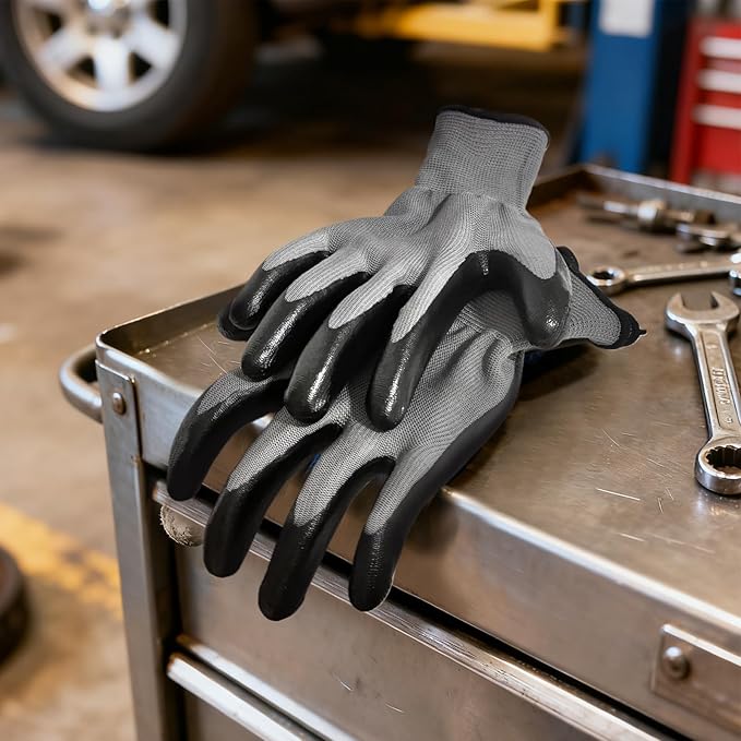 YOUKE OLA 120 Pair Gardening Gloves for Men Women, Breathable Rubber Coated Garden Gloves Working Gloves for Gardening, Construction Black