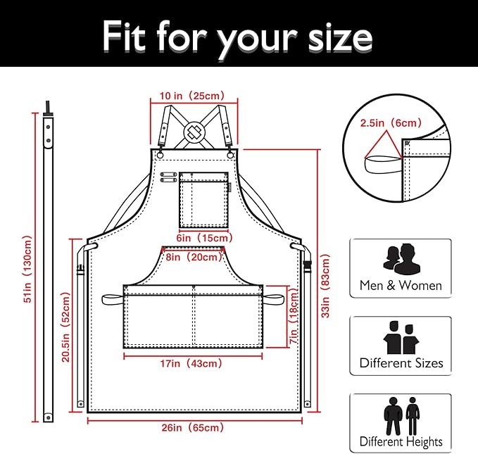 5 Pack Kitchen Apron, Work Apron, Canvas, Multiple Pockets, Gardening, Painting, BBQ, Artist, Carpenter, Sizes M to XXL, Black