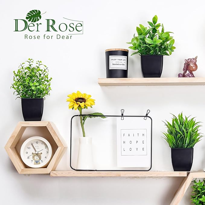 Der Rose 12 Pack Small Fake Plants Artificial Potted Faux Plants in Pot for Home Office Farmhouse Bathroom Shelf Decor Indoor