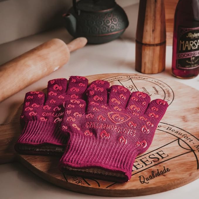 Grill Armor Oven Gloves – 932°F Heat, Fire & Cut Resistant Mitts for BBQ, Grill, Cooking, Grilling, Baking, Smoker & Fire Pit