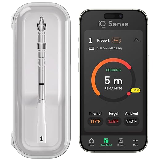 CHEF iQ Sense | Smart Wireless Meat Thermometer | Ultra-Thin Probe | WiFi Unlimited Range | 1000°F Heat Safe | 5 Sensors | BBQ, Grill, Oven, Smoker, Air Fryer | Gen3