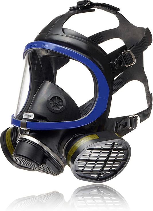Dräger X-plore 5500 Full-Face Respirator Mask NIOSH Certified + 2x Gas Cartridge OV/AG/HF/FM/CD/AM/MA/HS | Eye and Respiratory Protection, Anti-Fog, 180° View