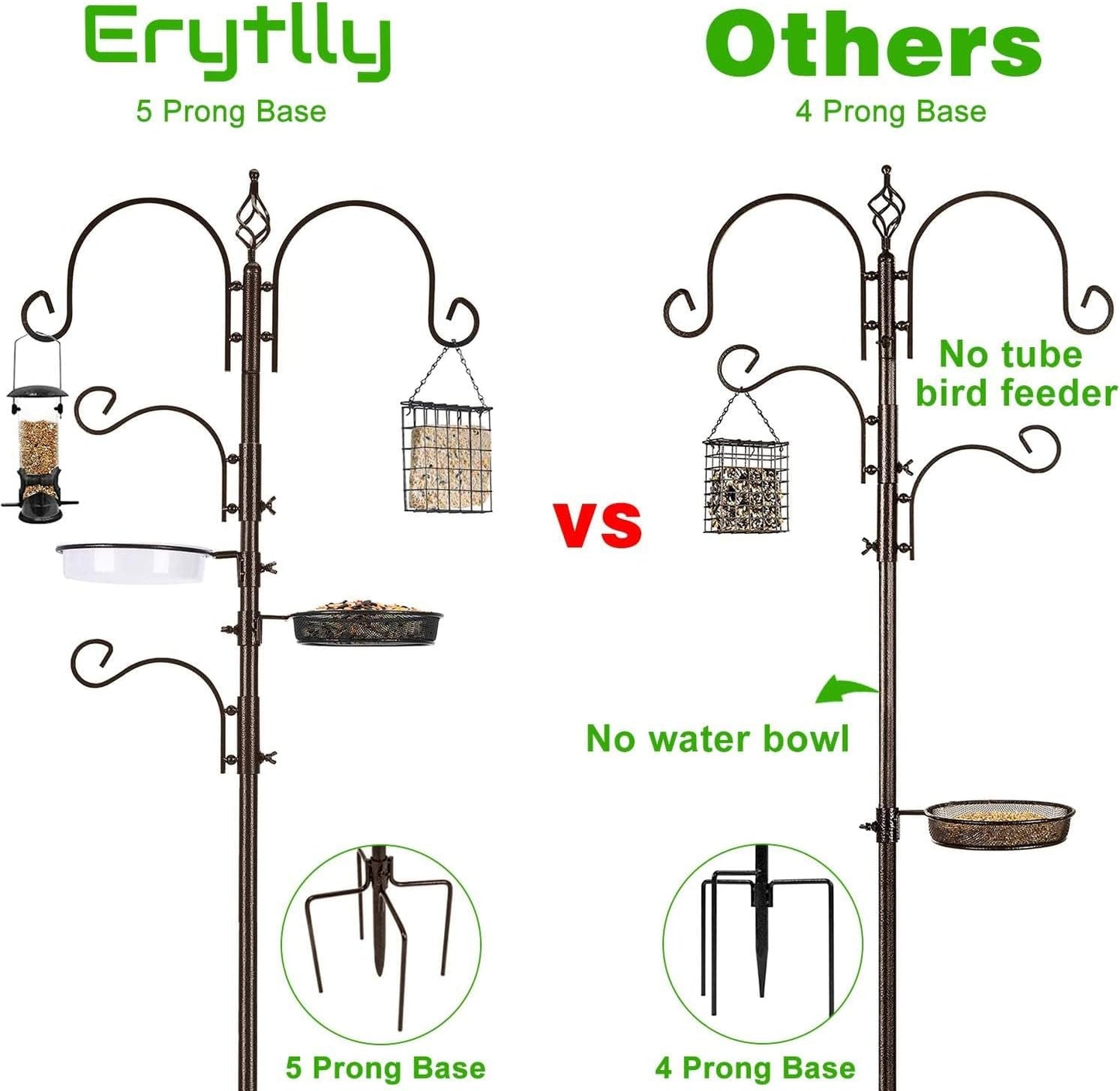 ERYTLLY Bird Feeding Station Kit Bird Feeder Pole Wild Bird Feeder Hanging Kit Planter Hanger Multi Feeder Hanging with Metal Suet Feeder Bird Bath for Attracting Wild Birds