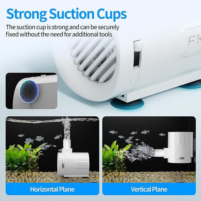 50 GPH Submersible Water Pump - Fountain Pump for Aquarium & Fish Tank Mini, Adjustable Flow Control, Dual-Suction Side/Bottom Intake, Outdoor Water Fountain, Hydroponics, Pond (White)