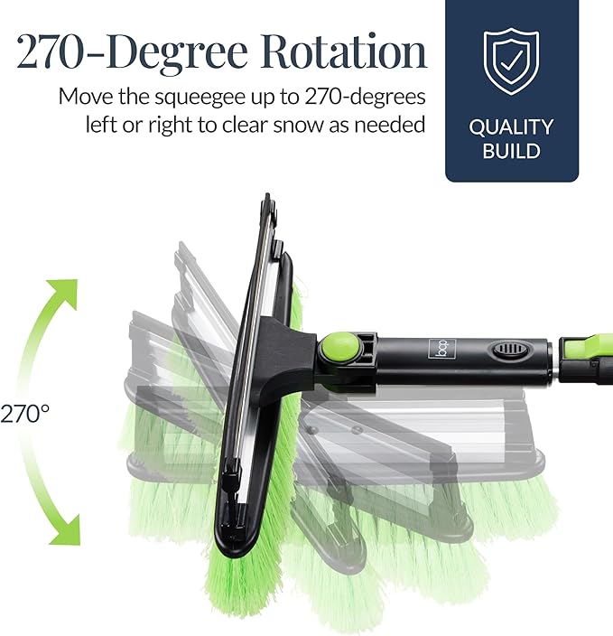 Best Choice Products Snow Brush with Squeegee & Ice Scraper, Up to 39" Extendable Foam Grip, 270° Pivoting Snow Brush for Car Truck SUV, Storage Bag Included - Lime