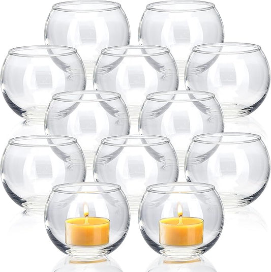 Volens Clear Votive Candle Holders Set of 12, Glass Tealight Candle Holder Bulk for Wedding Decor and Home Decor