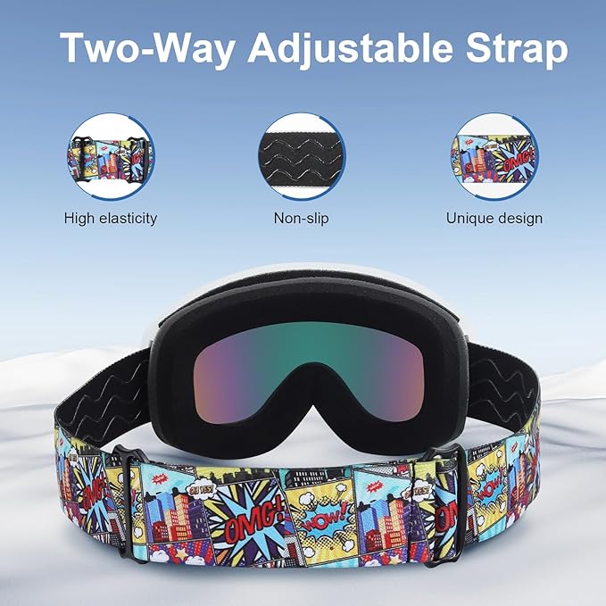 OTG Kids Ski Goggles Kids Snowboard Goggles for Boys Girls Toddler Youth Kid Snow Goggles Anti-Fog UV400 Protection