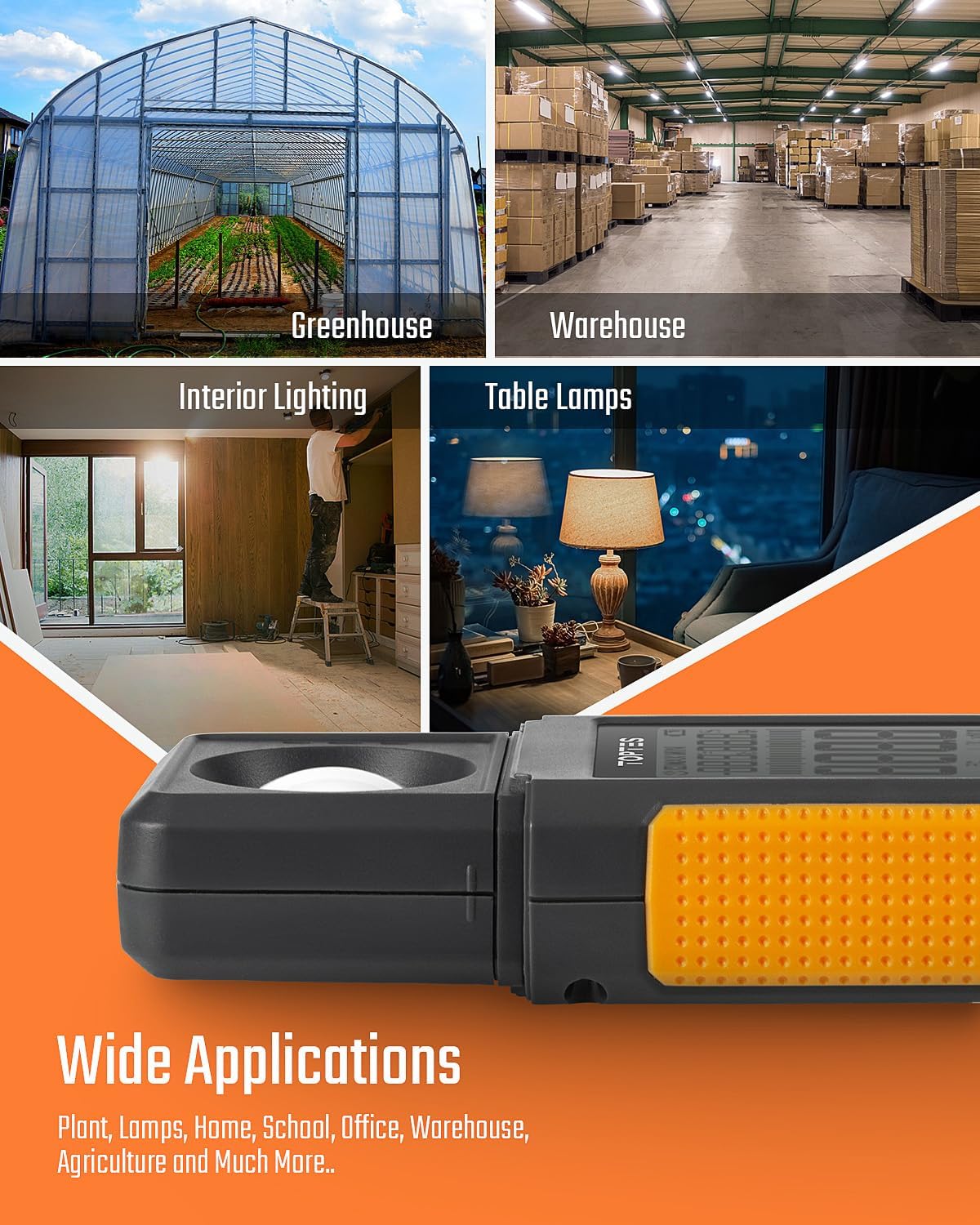 TS-710 Light Meter, Lux/Foot Candles Meter with 180º Rotating Sensor, 0.1~200,000 Lux Range, Large Backlit Display, Light Meter for Plants, Car Headlights, Home & Office LEDs (Includes Battery)