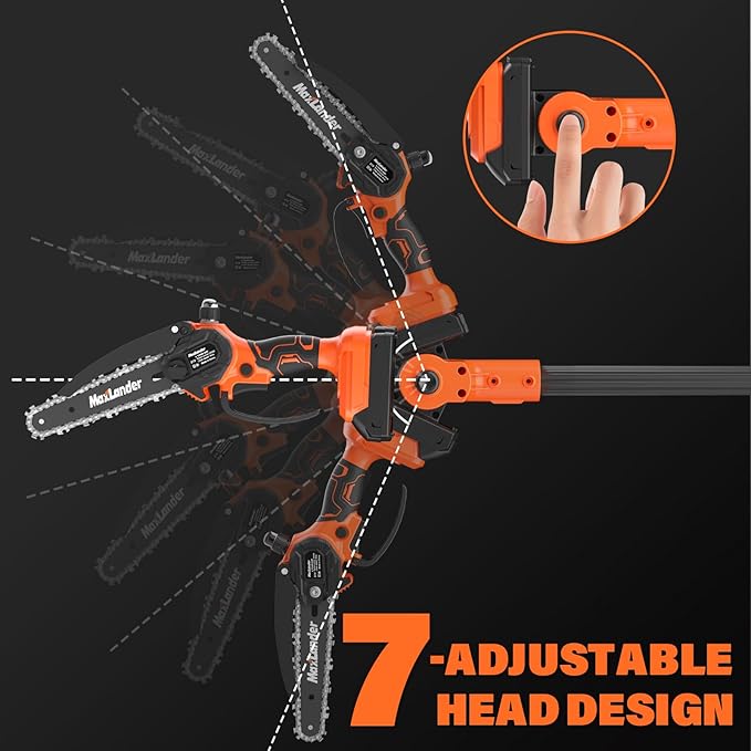 MAXLANDER 2-in-1 Cordless Pole Saw & Mini Chainsaw, 6'' Electric Pole Saws for Tree Trimming, 20V Battery Pole Saw with 2 Chains, 14ft Reach Pole Chainsaw(2PCS Battery and Charger Included)