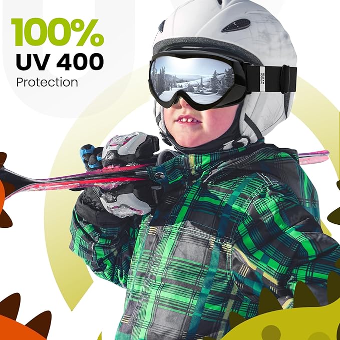 OutdoorMaster Kids Ski Goggles - Helmet Compatible Snow Goggles for Boys & Girls with 100% UV Protection