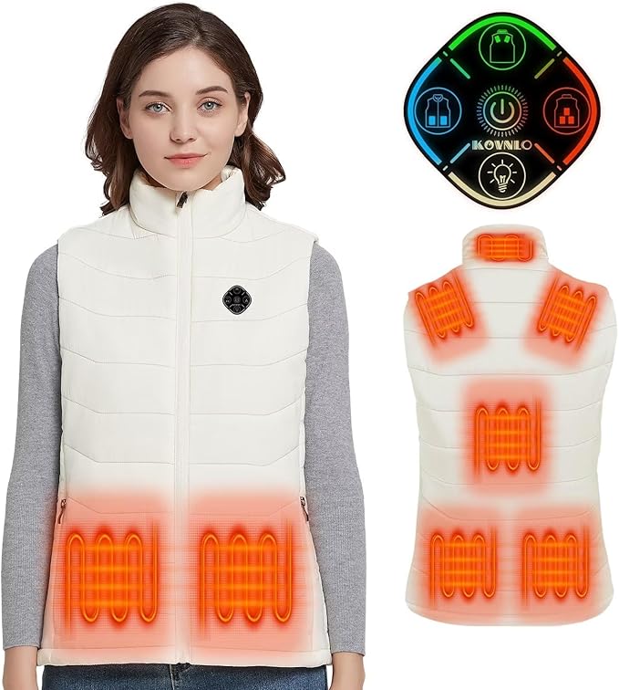 KOVNLO Heated Vest Women, (Battery Pack Not Included) Smart Controller With Lights-out, Electric Warming Heated Jackets